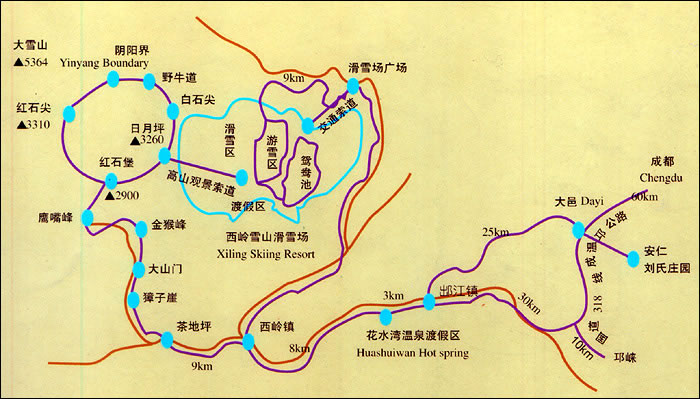 花水灣到西嶺雪山怎么走